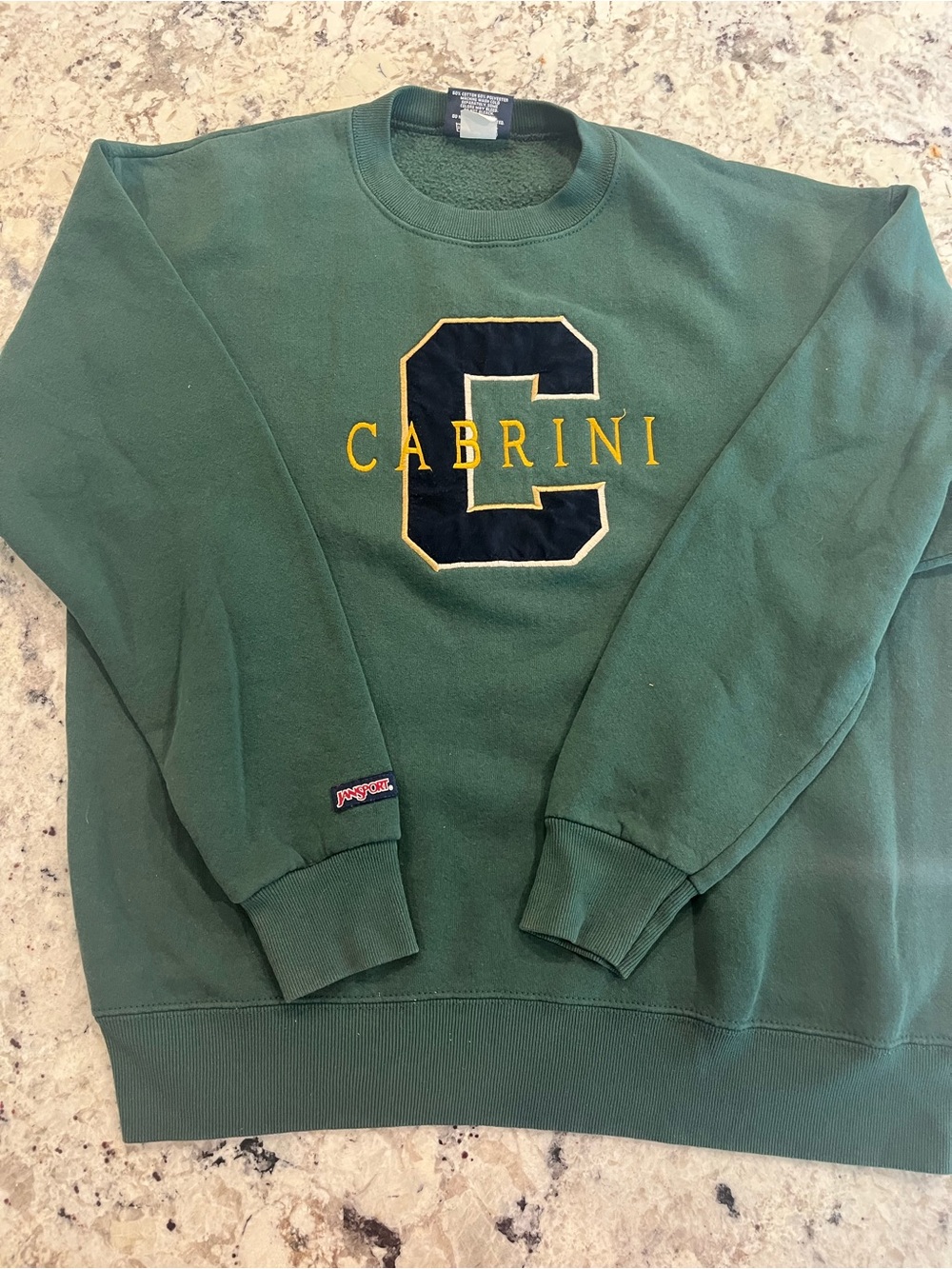 Jansport Men's Forest Green Crewneck Sweatshirt with Navy & Gold Logo